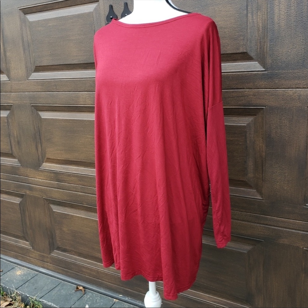 Burgundy loose fit dress tunic top s